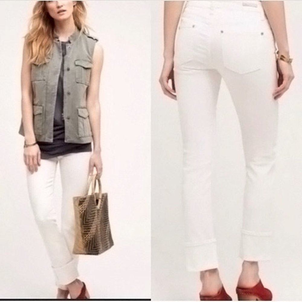 Pilcro and the Letterpress Parallel White Jeans